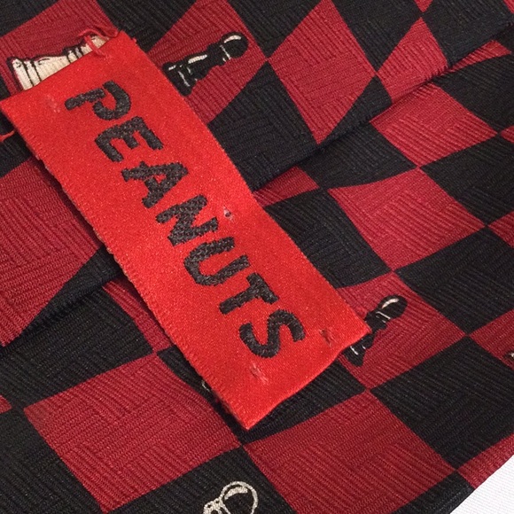 Peanuts Snoopy chess board silk necktie. Vintage 1980’s - Picture 4 of 8
